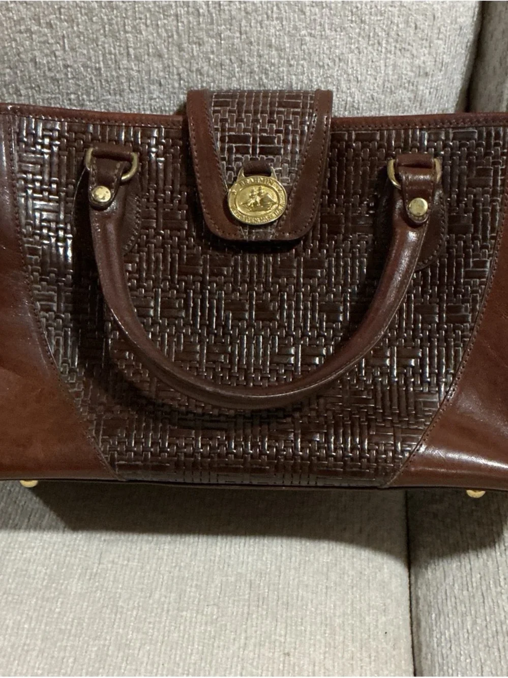Brahmin vintage Classic Brown Woven Leather Tote